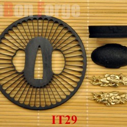 High Quality Japanese Samurai Sword Iron Hollow Tsuba Koshira Fuchi Memuki